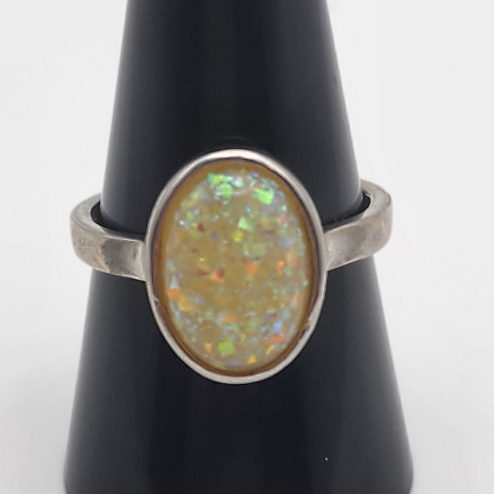 Sterling Silver Faux Fire Opal Ring (10)